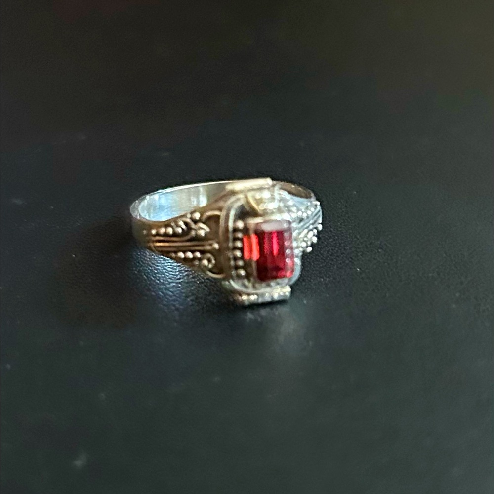 Sterling Silver Poison Ring with Garnet Stone